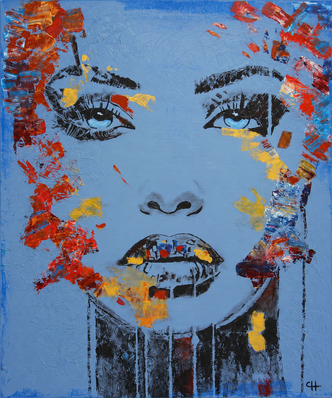 Angelica, Acrylic/Charcoal, Hersée Carine