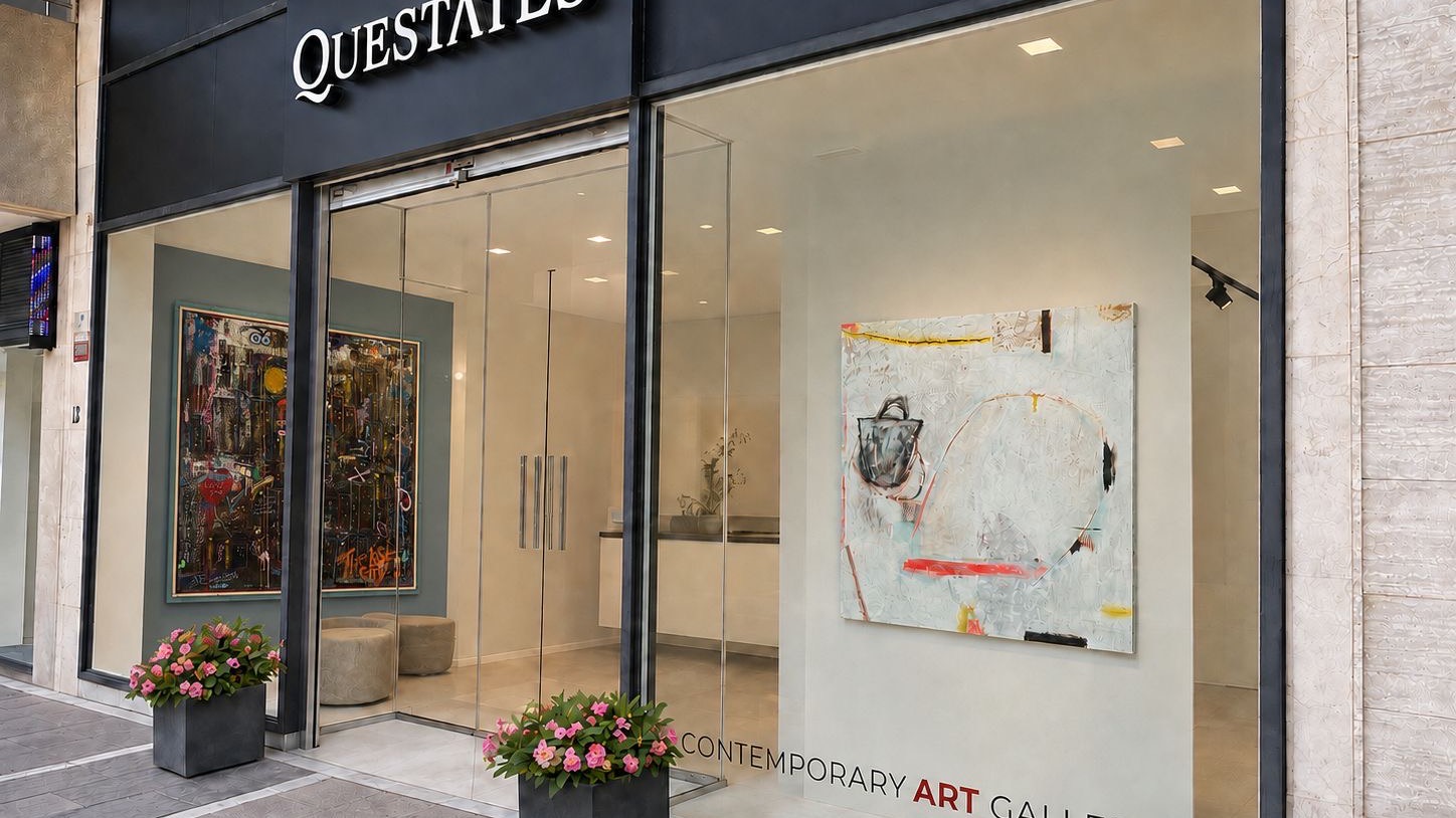 The gallery on its street in Puerto Banús, Marbella